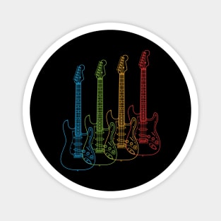 Four S-Style Electric Guitar Outlines Multi Color Magnet